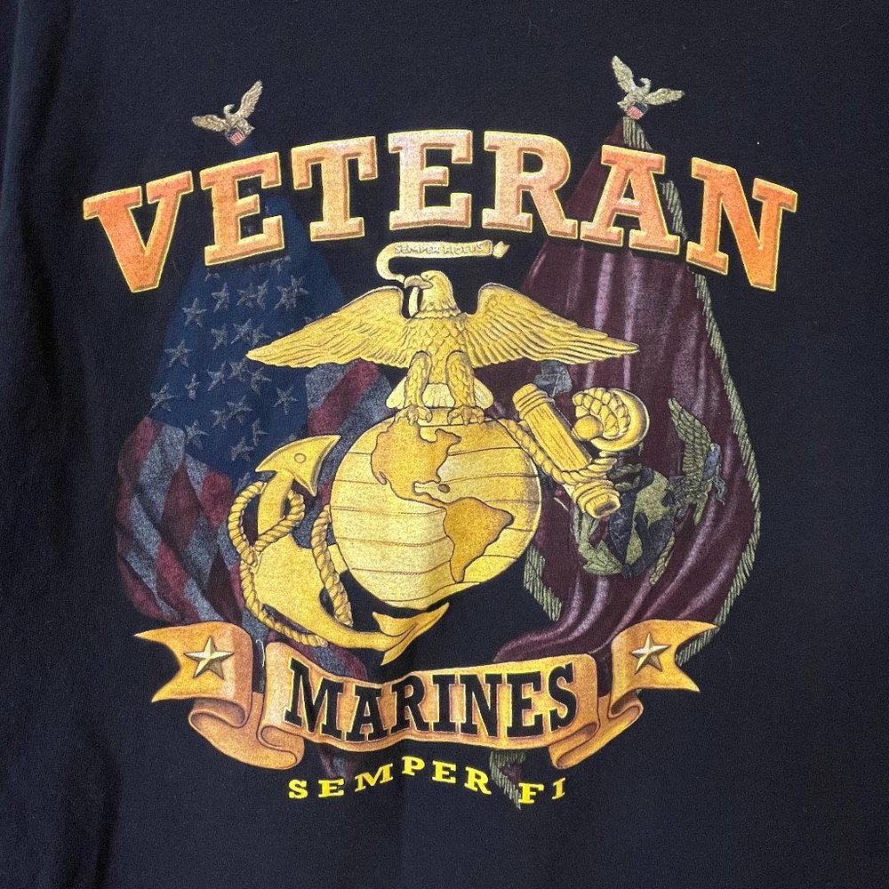 Veteran Marines - Men's XL graphic T-Shirt - short sleeve - EUC